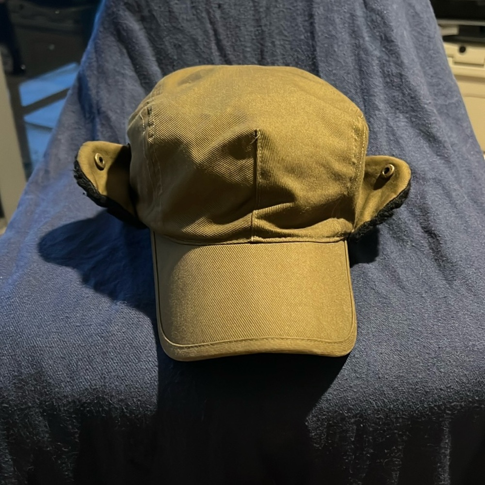 Y-3 ADIDAS MILITARY GREEN W BLACK SHERPA EAR FLAP HAT